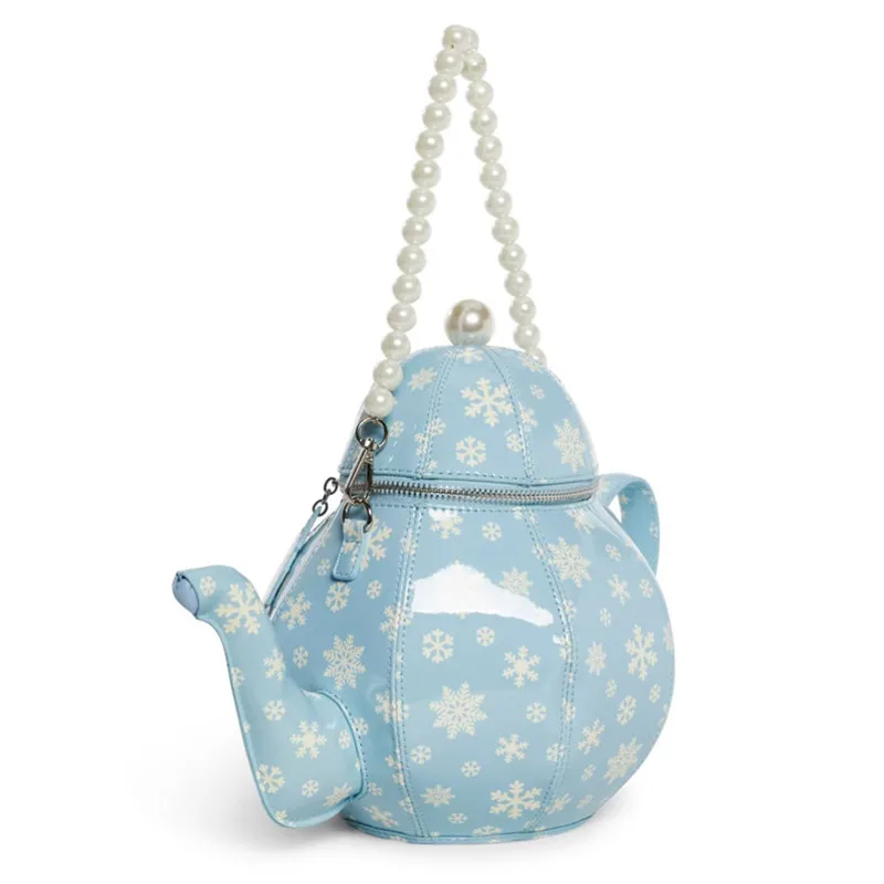 sacs à main avec théière design imprimé vintage créatif pour femmes sac à bandoulière avec chaînes de perles bandoulière de luxe de créateur