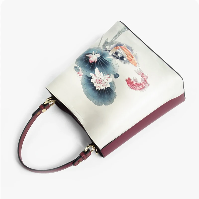 sacs à main en cuir de vachette véritable pour femmes, sac à fleurs, haute qualité, marque de luxe, mode