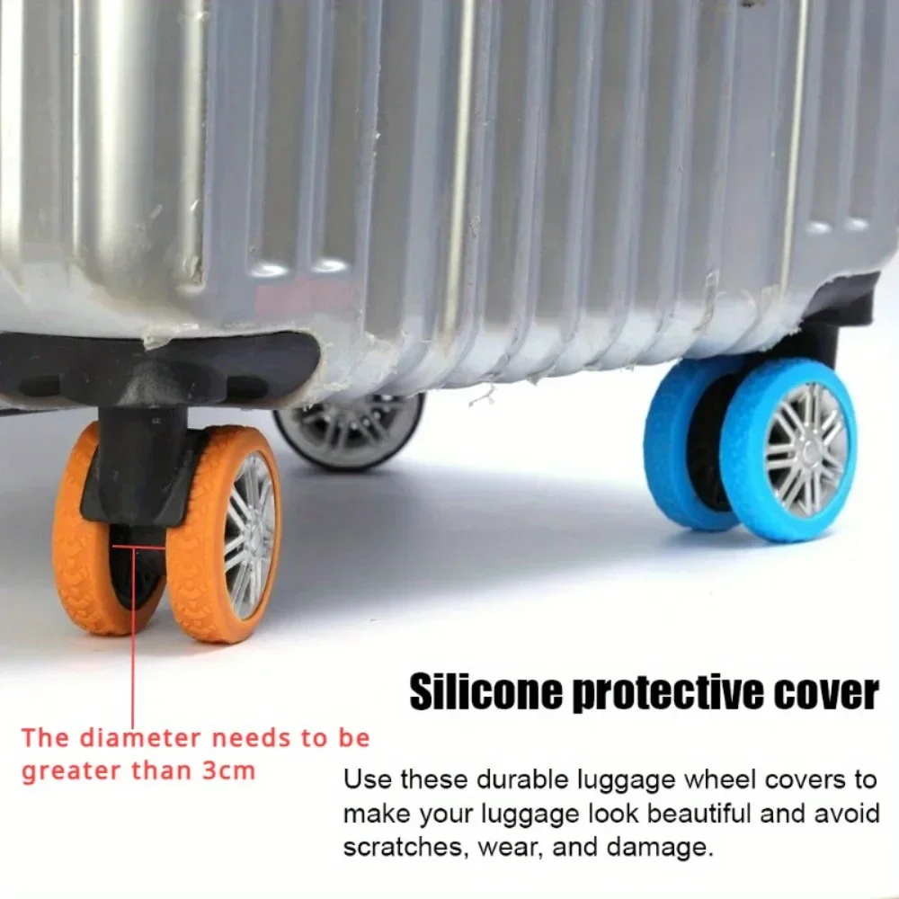 housses de roue de bagage en silicone, 8 pièces, protecteur de roue universel pour valise, réduction du bruit et accessoires de voyage anti rayures