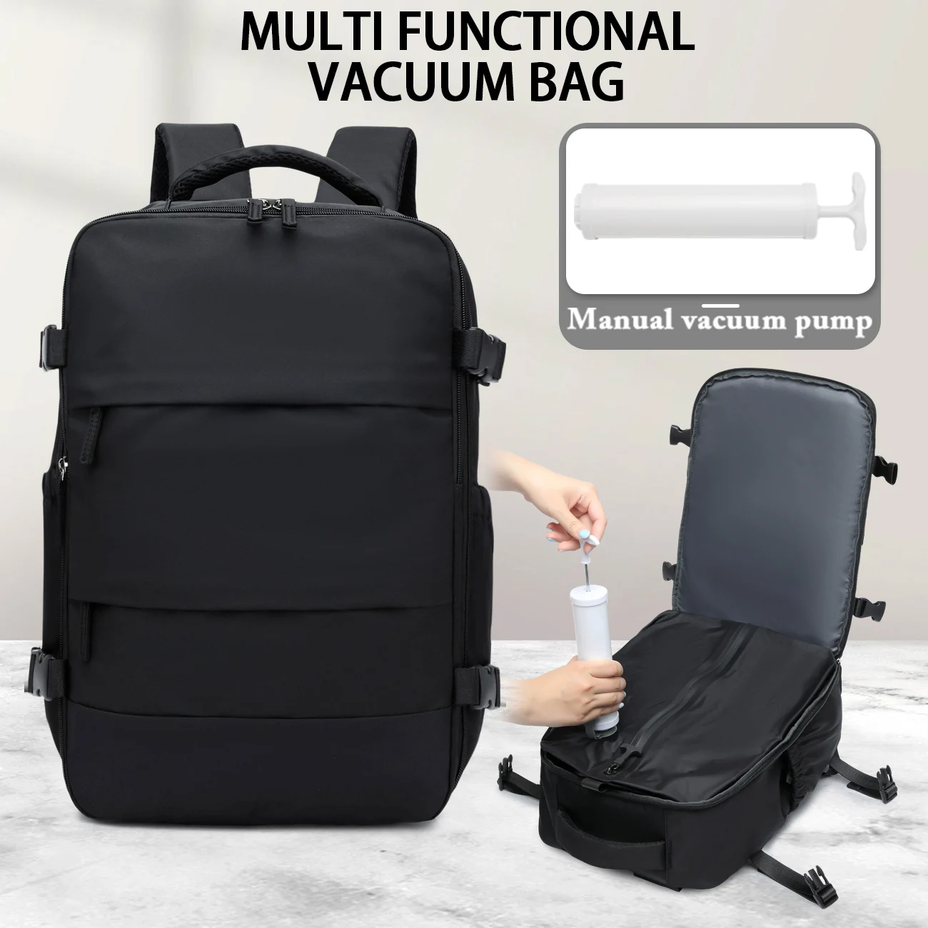 ryanair sac à dos voyage cabine avion 43x30x18, sac à dos de compression sous vide, femmes hommes sac à dos sac pour ordinateur portable d'affaires sac à main
