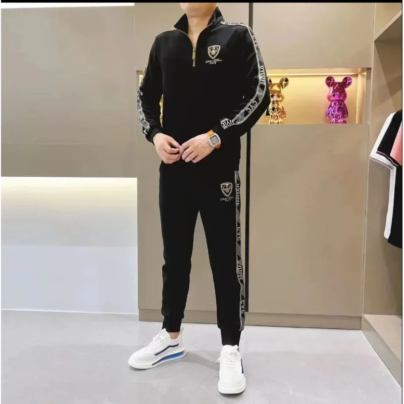 costume d'affaires luxueux pour hommes, grande taille, ensemble deux pièces, col élégant, tendance, lourd, à la mode