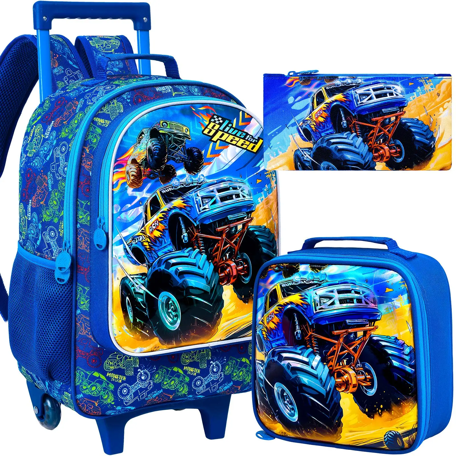 valise pour enfants pour garçons, bagage roulant de voiture avec roues, bagage de voyage pour enfants en bas âge élémentaire