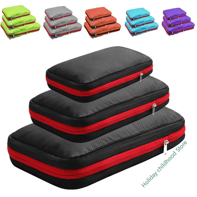 cubes d'emballage de compression pour vêtements, sac de rangement de voyage, valise, ensemble d'évaluation de bagages, sous-vêtements, chaussures, outils d'organisation à domicile