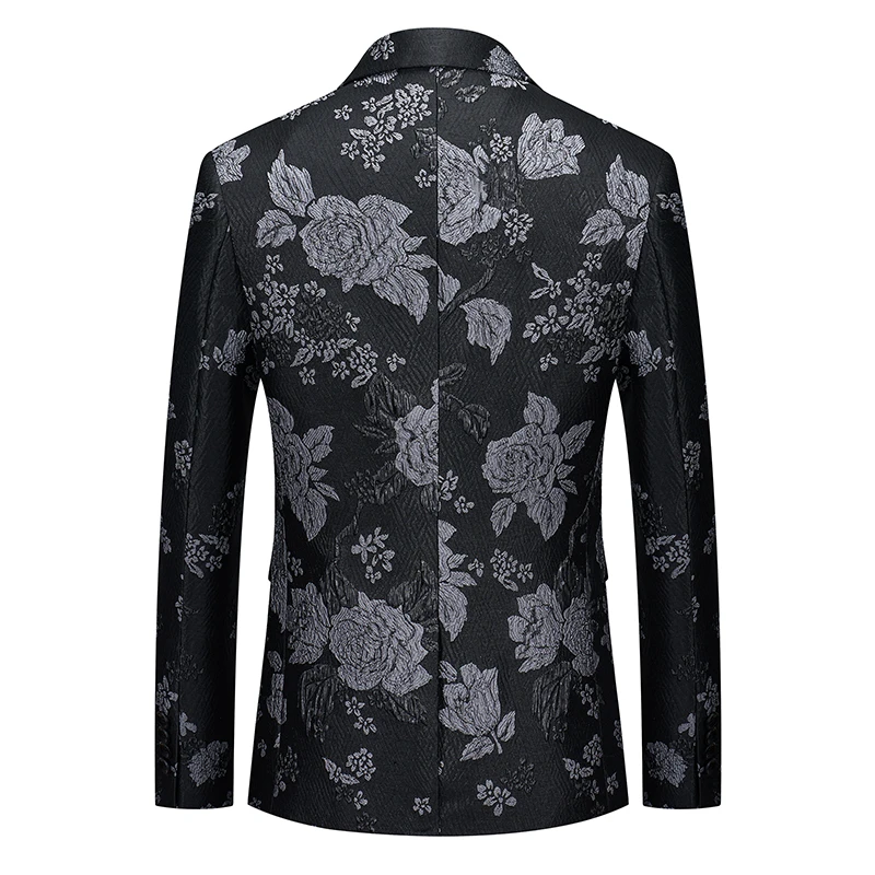 veste de costume brodée florale pour hommes, grande taille, vêtements de cérémonie, simple boutonnage, coupe cintrée, blazer à revers cranté pour scène et affaires, m 6xl