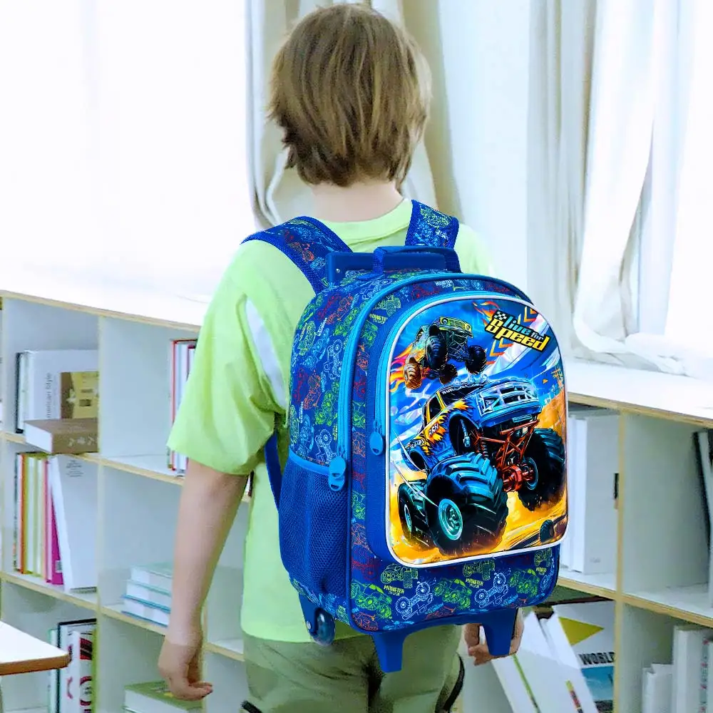 valise pour enfants pour garçons, bagage roulant de voiture avec roues, bagage de voyage pour enfants en bas âge élémentaire