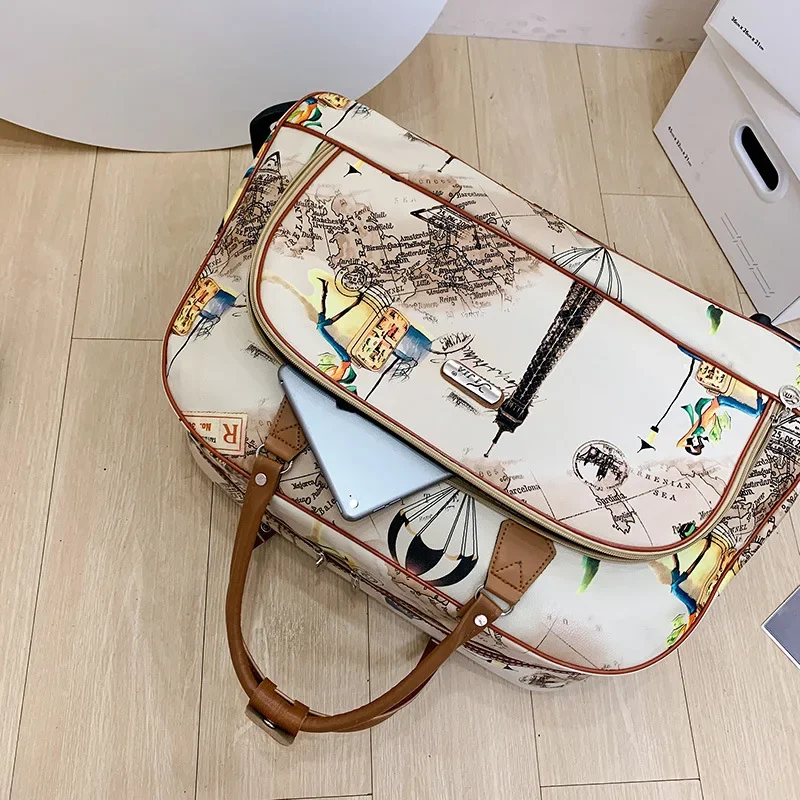 sac de chariot à bagages roulant, valise de voyage à roulettes de grande capacité, tissu oxford résistant à l'eau, poignée télescopique légère