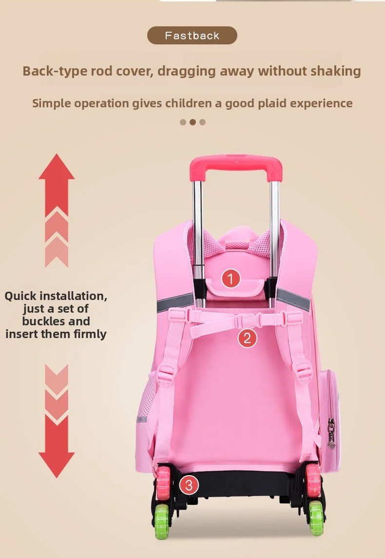 enfants chariot sac à dos roues étudiant haute capacité sacs d'école cartables à roulettes enfants chariot bookbag école sac à roulettes