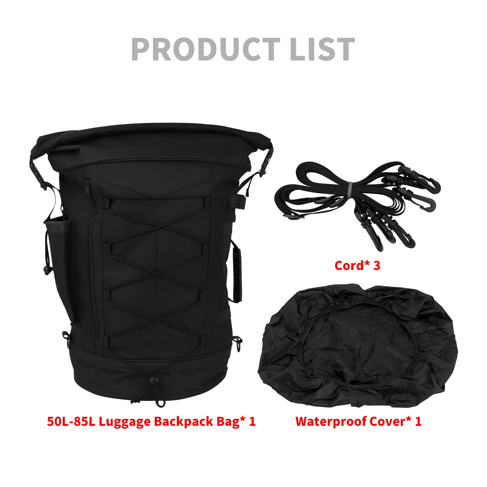 sac à dos de bagage pour moto 50l 85l, sac de dossier sissy bar avec sangles universelles pour la plupart des motos, sac de support arrière extensible