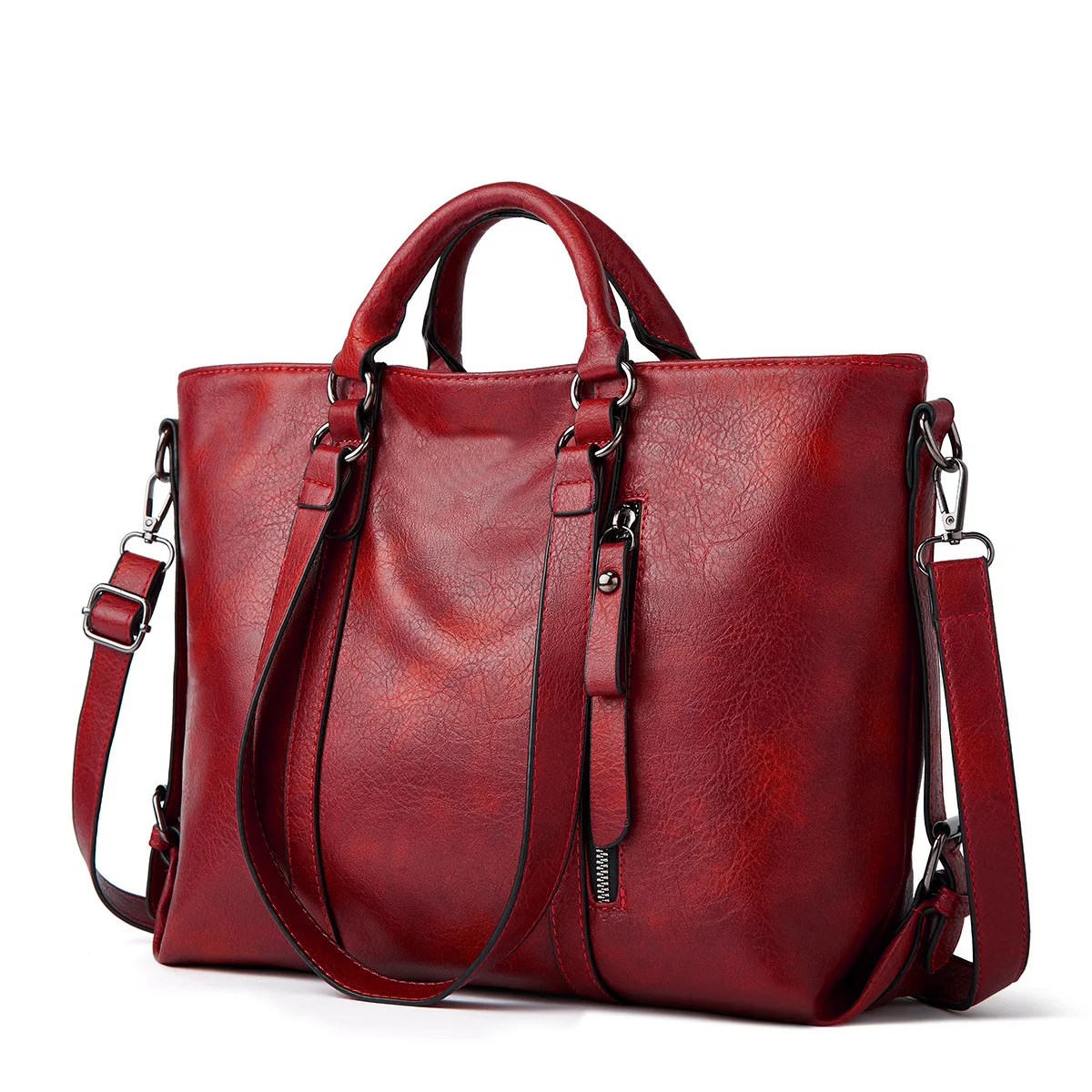 sac à main de travail en cuir pu rétro de 14 pouces et design multi poches, adapté au sac d'ordinateur de bureau pour un usage quotidien pendant