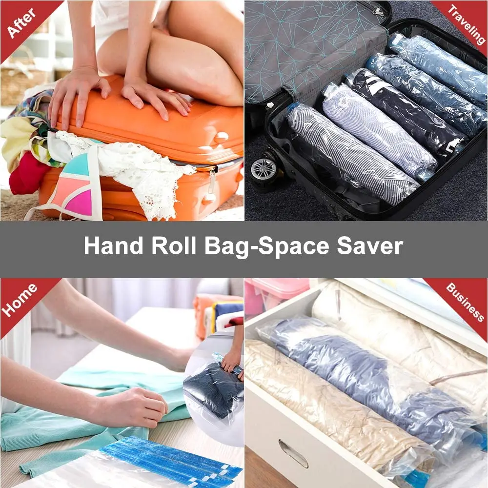 sacs sous vide pratiques, sacs de compression de voyage enroulables pour vêtements, bagages, gain de place, valises d'emballage