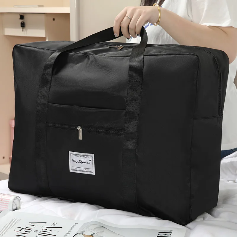 sac de voyage de grande capacité en tissu nylon, multifonctionnel, portable, de rangement, pliable, pour avion