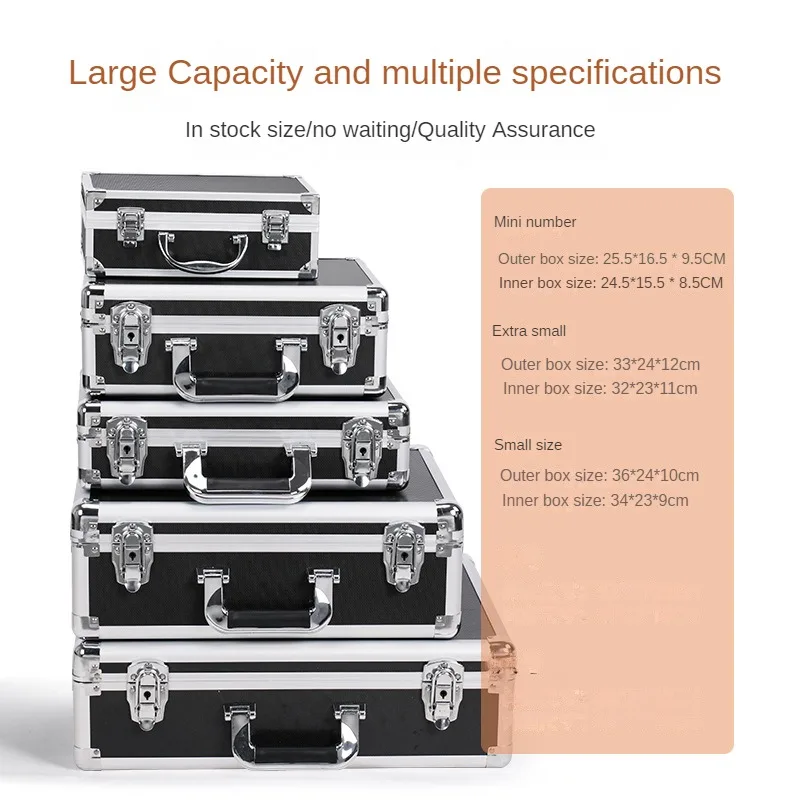 valise portable boîte à outils en aluminium avec serrure boîte à outils électrique avec éponge étui rigide robuste mallette de vol boîte de rangement domestique