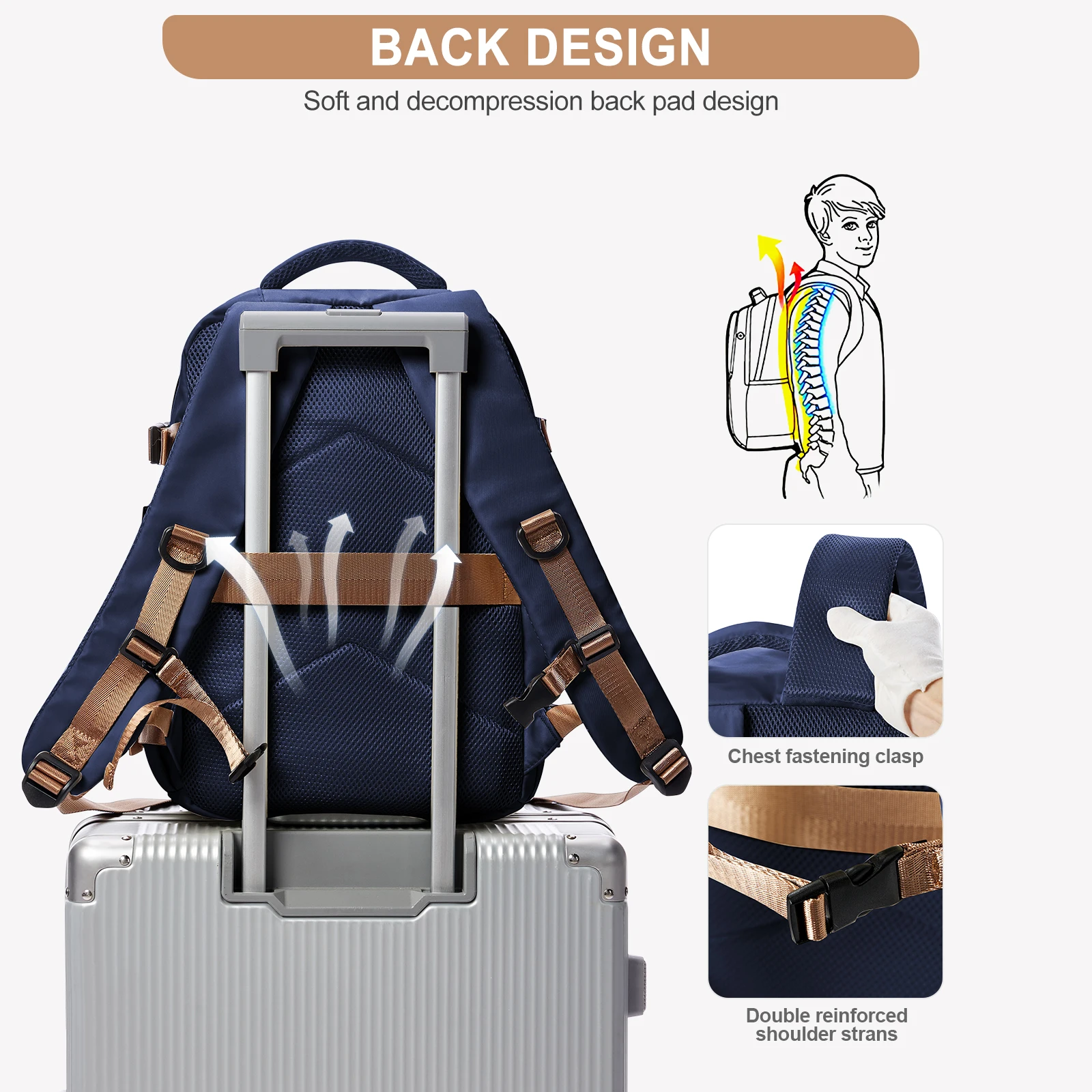 sac à dos de loisirs pour ordinateur portable pour hommes et femmes, bagage à main, cartable, cabine d'avion, 40x30x20