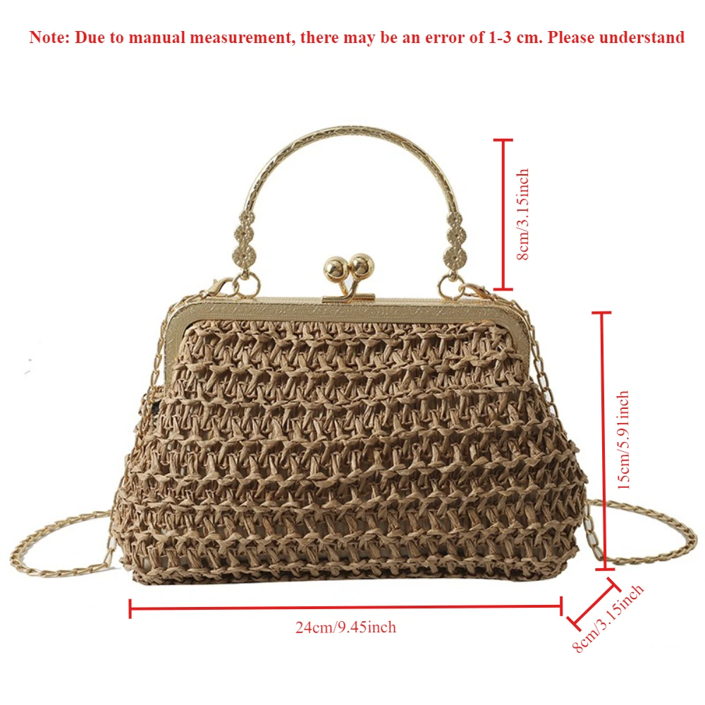 chaîne tissé à la main sacs à main été femme pochette simple texture dîner fête à la main décontracté élégant portable sac de soirée 2025