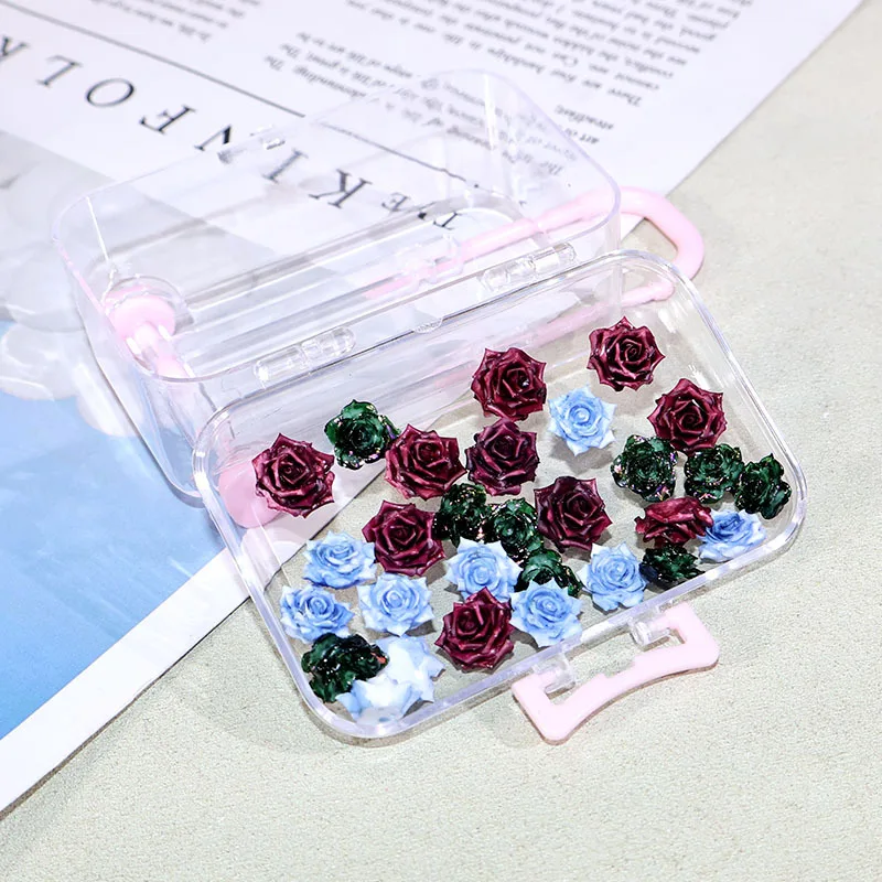 mini valise avec poignée, boîte de rangement transparente pour petits accessoires, articles décoratifs diy, ornements de table, boîte de rangement