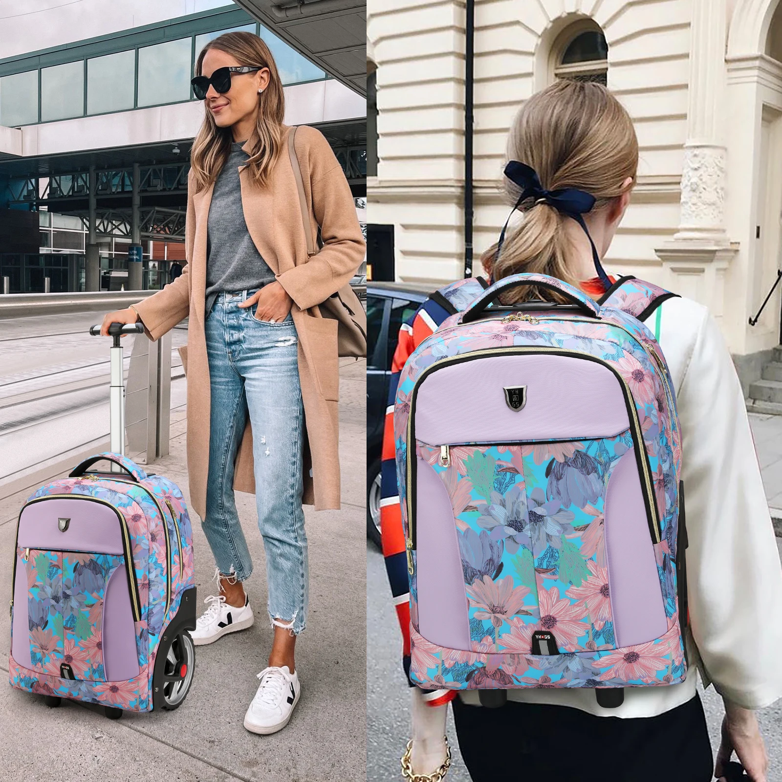 valise de voyage à roulettes, sac à dos à roulettes, grande capacité, sacs à roulettes, sac à dos multifinonal, cartable pour ordinateur portable