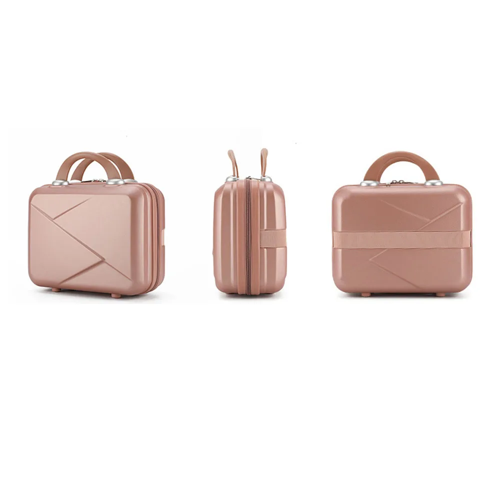 nouvelle valise de voyage pour femmes, 14 pouces, kaki/rose/argent/noir, petite valise de voyage pour femmes, matériau de compression, taille: 30 15 23cm