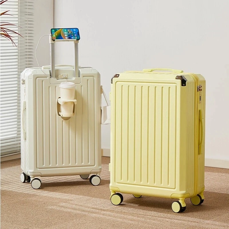 bagage multifonctionnel pour femmes, valise d'embarquement 20 en voyage, mot de passe, boîte en cuir, roues silencieuses épaisses, nouvelle collection 2025