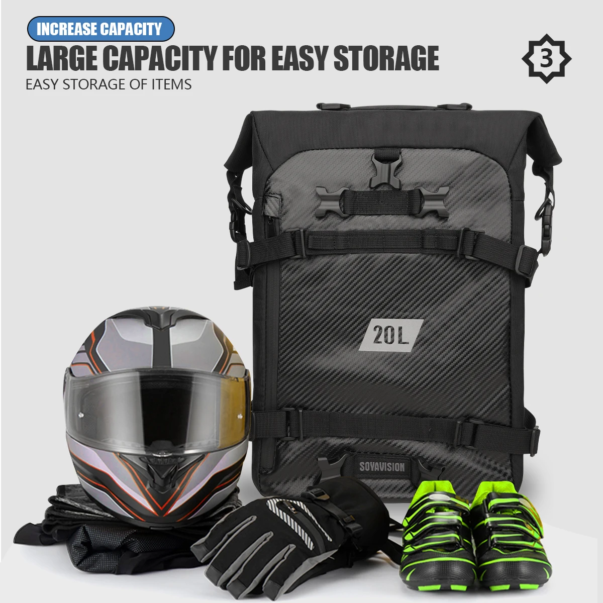 pack de bagages pour moto, sac de siège arrière multifonction étanche pour motocross 10l 20l 30l, sac à dos d'équitation en plein air