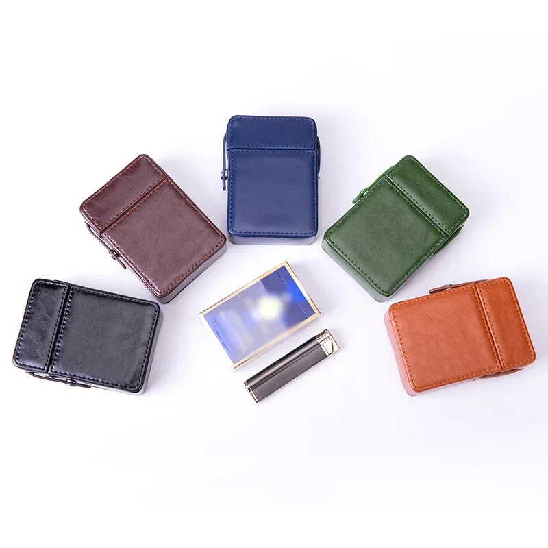 Étui à briquet en cuir pu, boîte à briquet, porte cartes, étui de protection, cadeau