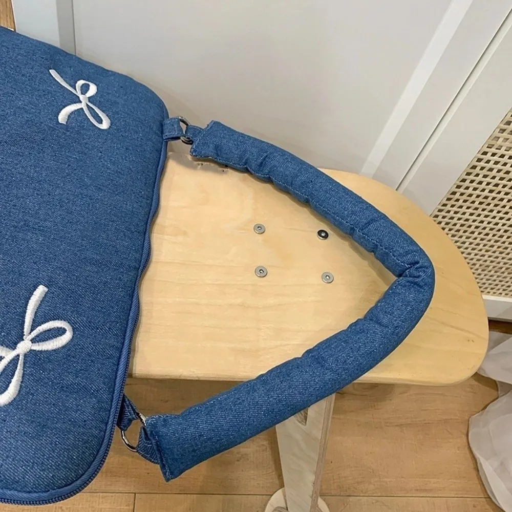 sac d'ordinateur moderne à la mode, pochette antichoc brodée avec nœud papillon pour ordinateur portable 14 pouces, étui de transport souple pour tablette business