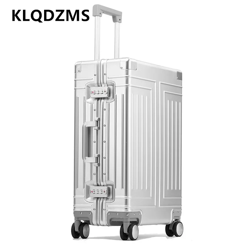 klqdzms-sac de voyage entièrement en alliage d'aluminium et de magnésium, valise à roulettes de grande capacité, boîte d'embarquement, 20 po, 24 po, 26 po, 29 po