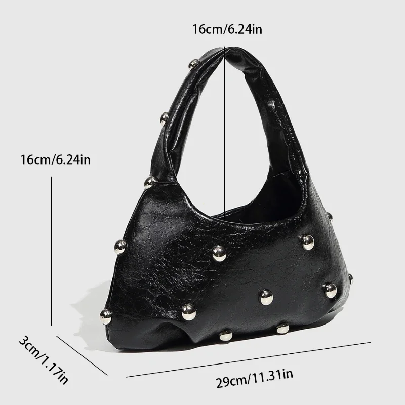niche luxe chic dame rivet sac à bandoulière 2025 nouveau concepteur hobos demi lune sous les bras sacs mode rétro haut de gamme femmes sacs à main