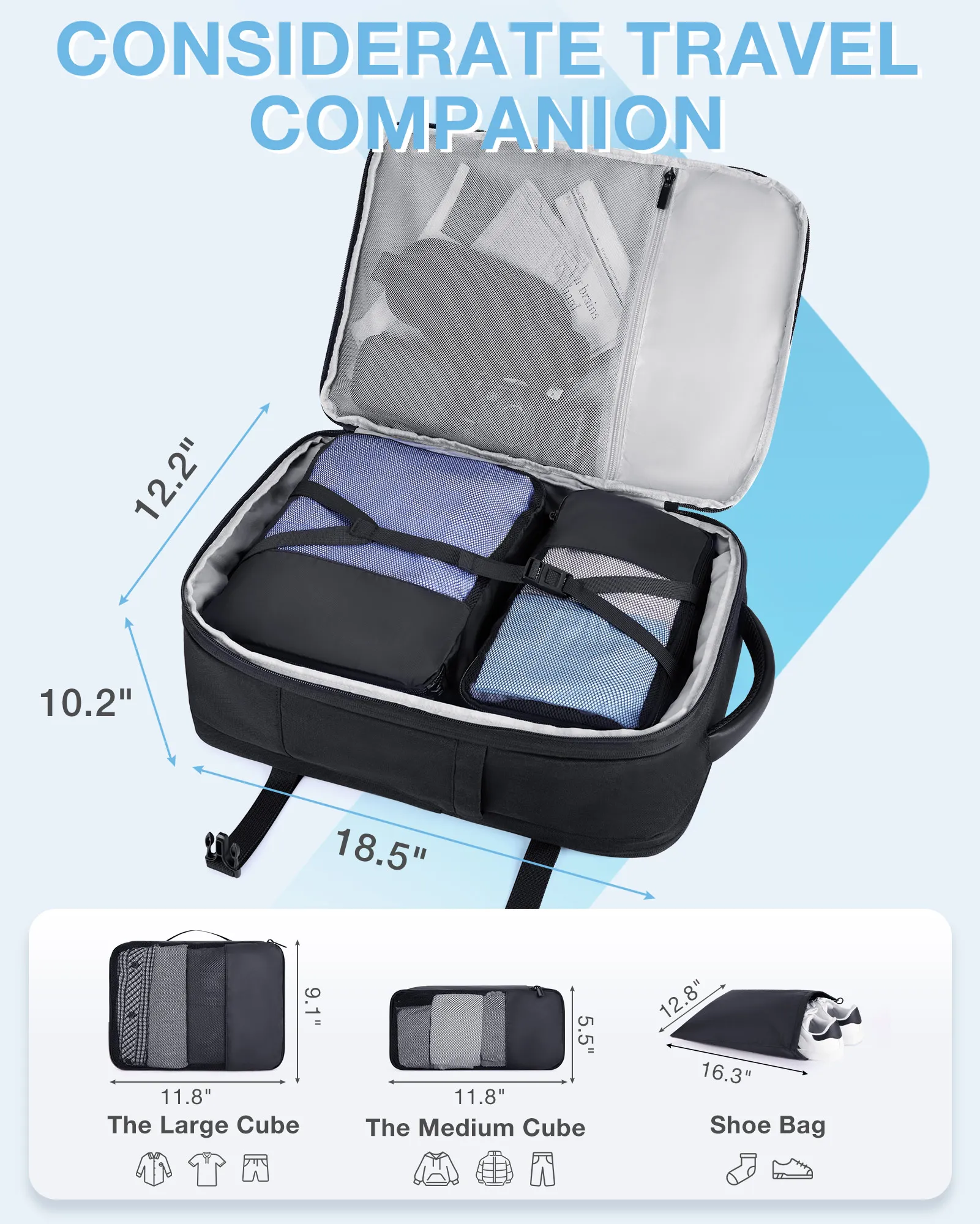 bagsmart valise sac à dos de voyage pour easyjet cabine sac 45x36x20 sacs à dos pour hommes remplaçable étanche 17 ''sac à dos pour ordinateur portable