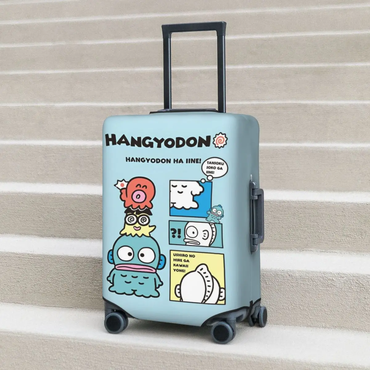 hangyodon – housse de valise de dessin animé, voyage de croisière, vol amusant, fournitures de bagages, protection