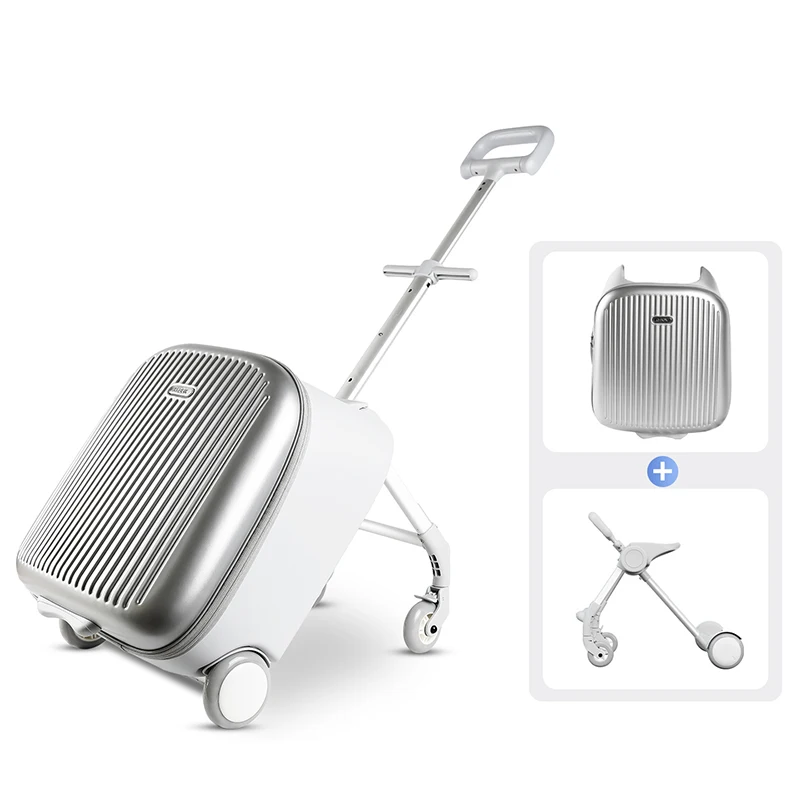 les valises de voyage pour enfants peuvent s'asseoir à marcher, chariot à bagages pliable pour homme paresseux, valise de marche pour bébé, porte bagages à roue de frein