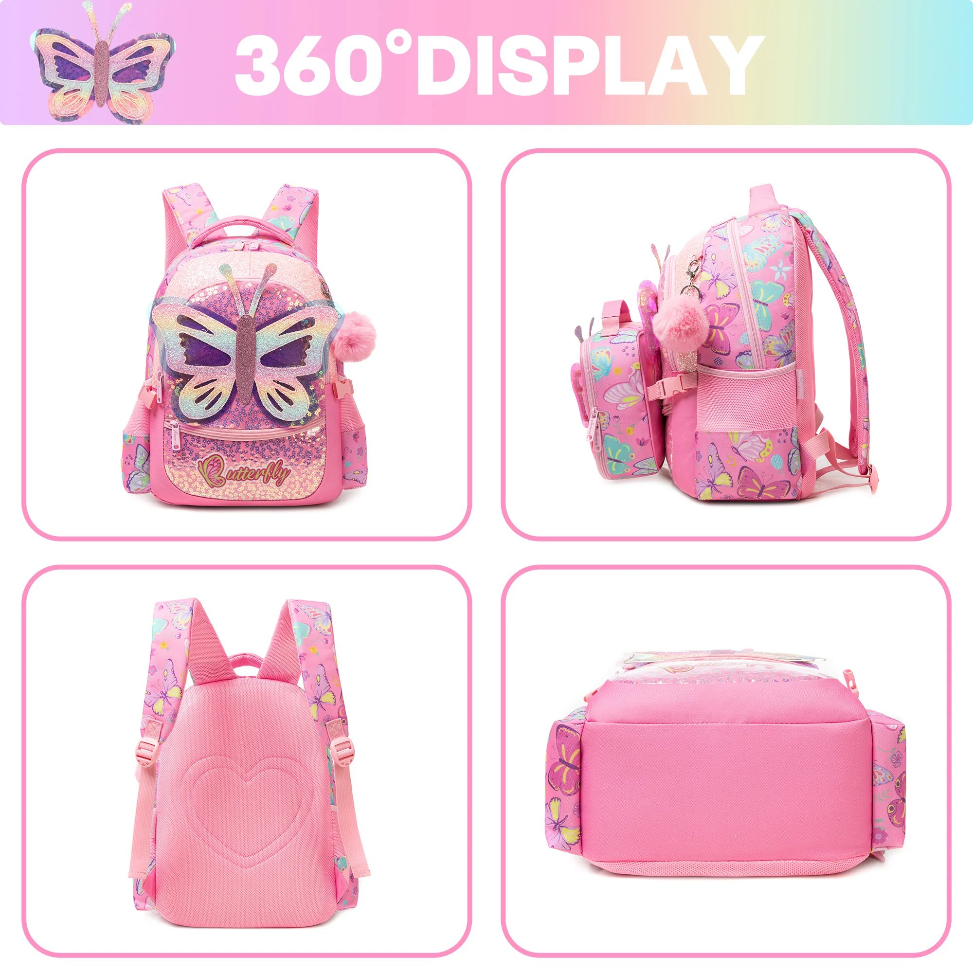 nouveau sac à dos pour enfants à la mode et mignon de grande capacité et léger avec sac à déjeuner trousse à crayons adaptée à l'école