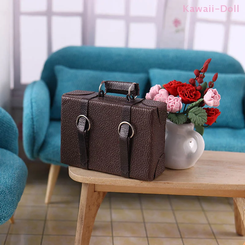 bagage en cuir de poupée miniature échelle 1:12, valise vintage, accessoires cadeau