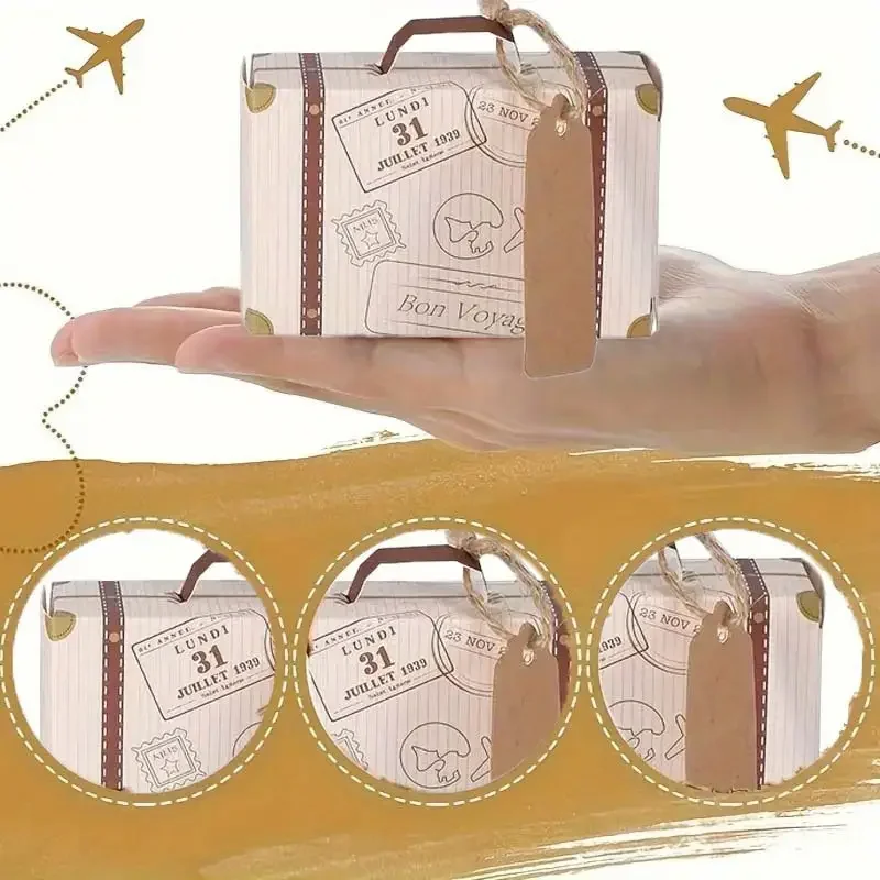 Mini valise boîte à bonbons pour fête d'anniversaire, mariage, voyage, fête à thème, toutes sortes d'événements de vacances, livré avec étiquette et ficelle