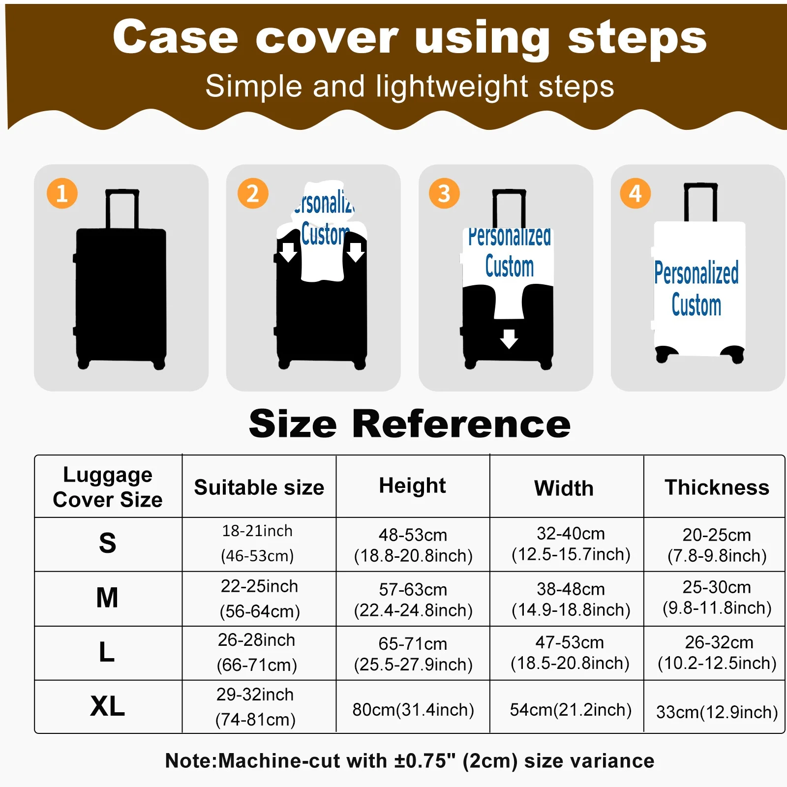 housse de bagage en nylon personnalisable avec nom personnalisé protecteur de bagage élastique pour valise, organisateur de sac à main anti poussière, adapté aux valises de 18 à 32 pouces, bagage de voyage, housse de bagage personnalisée, matériel de voyage élégant, personnaliser avec vos propres photos et texte, impression double face