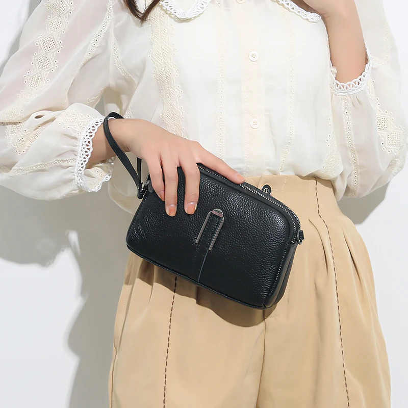 sac à main de luxe en cuir véritable pour femmes, pochette pour téléphone, à bandoulière, 2022
