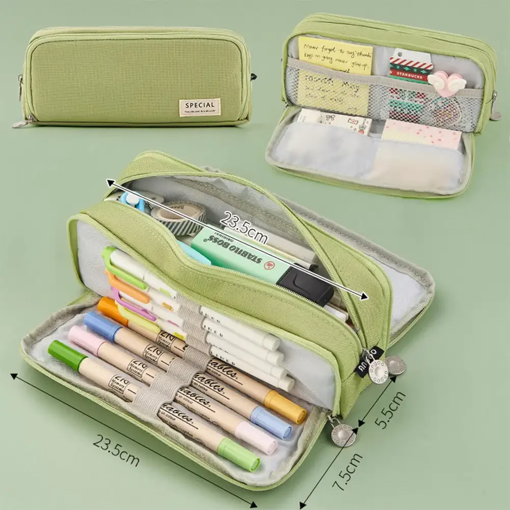 trousse à crayons de grande capacité, étuis à crayons mignons kawaii, trousse à stylos pour étudiants, grande boîte de fournitures scolaires, sacs à crayons staacquering, poudres à crayons
