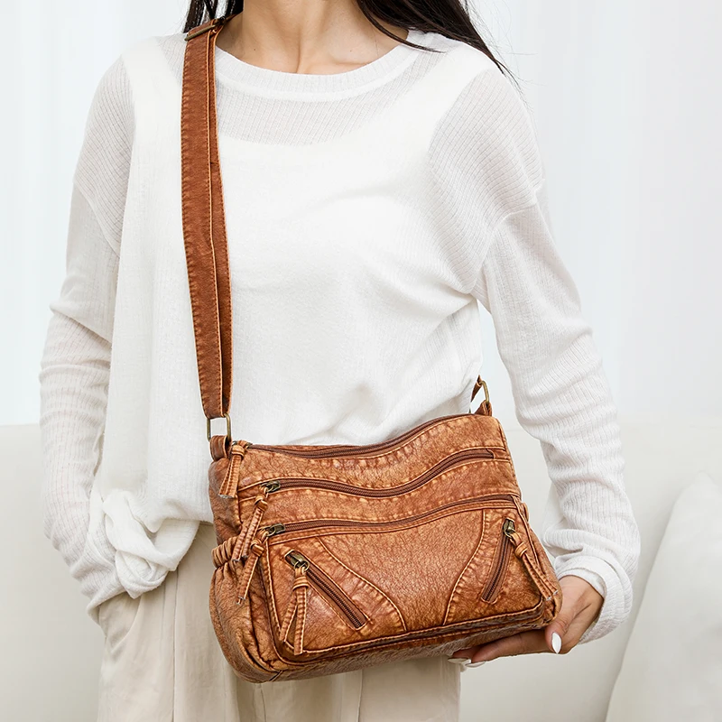 sac à main vintage décontracté en cuir pu pour femme, sac à bandoulière populaire, sac messager, grande capacité, initié féminin, fourre tout