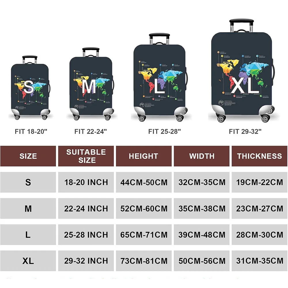 housse de protection élastique épaisse pour bagages, combinaison à fermeture éclair pour sac de 18 à 32 pouces, housse de valise, housse de chariot, accessoires pratiques de voyage