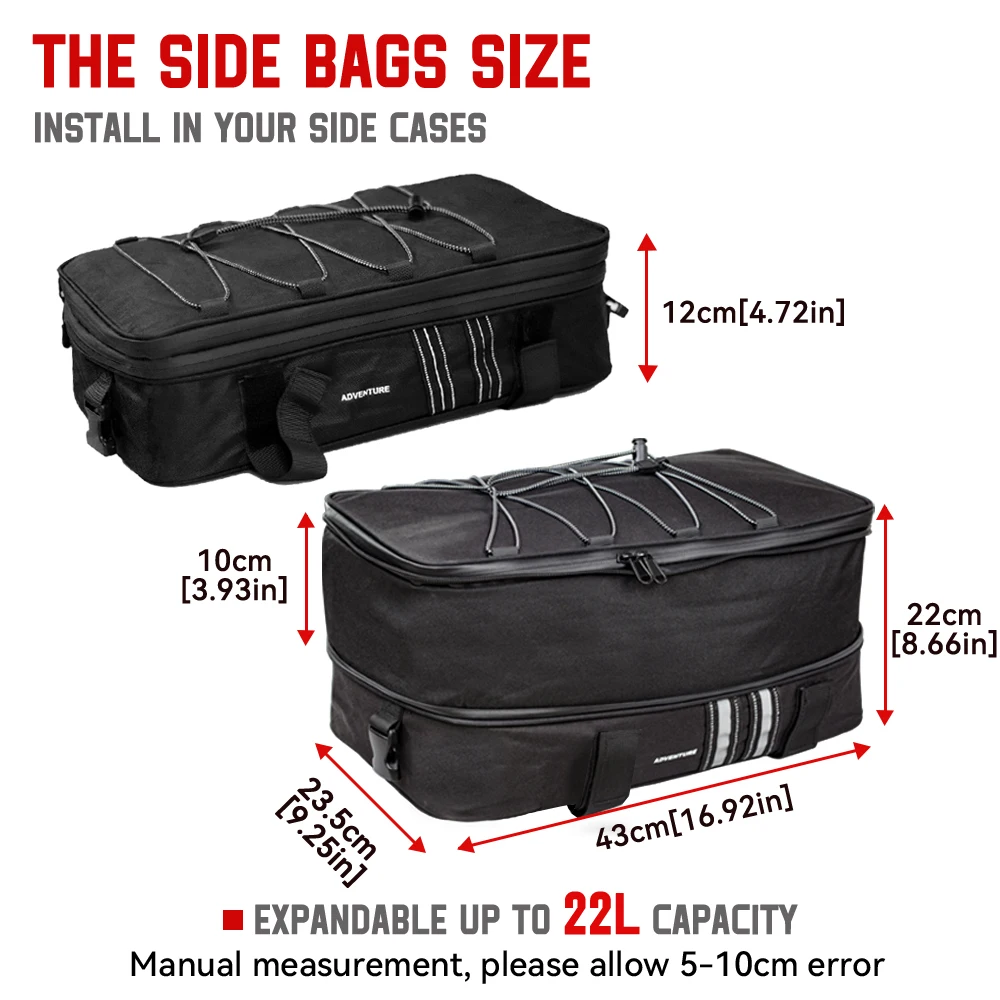 sacs de bagages de moto, sacs supplémentaires, bmw gs 1200 lc adventure 2013 2017, r1250gs, runder gs adventure, top pack