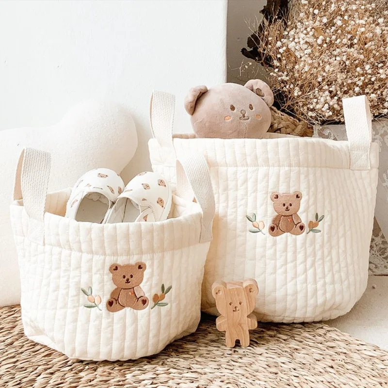 sacs pour bébé, sac à couches brodé ours mignon, caddie, chariot de rangement pour maman, sac de maternité pour couches pour nouveau nés, organisateurs de jouets