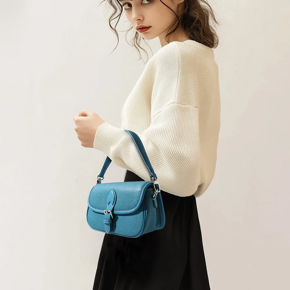 ins chic simple printemps été pochette à usage quotidien première couche en cuir de vache femmes sac à bandoulière petit loisirs beige rose sac à main
