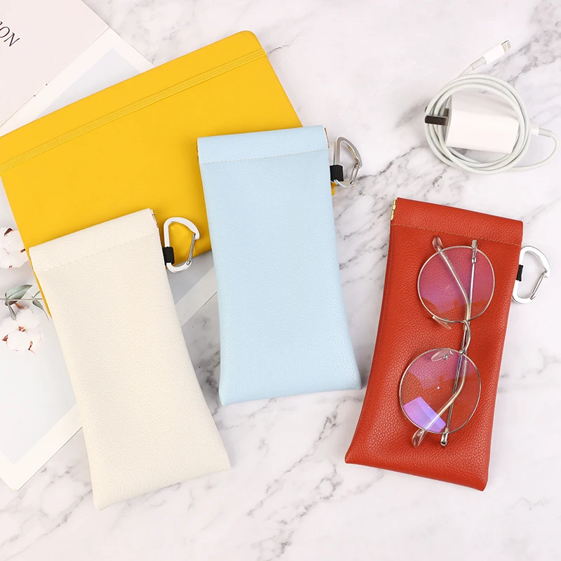 sac à lunettes en pu souple, étui pour lunettes de soleil, sac de transport, pochette à lunettes fermée automatique, housse de protection pour rangement de câbles de données pour écouteurs