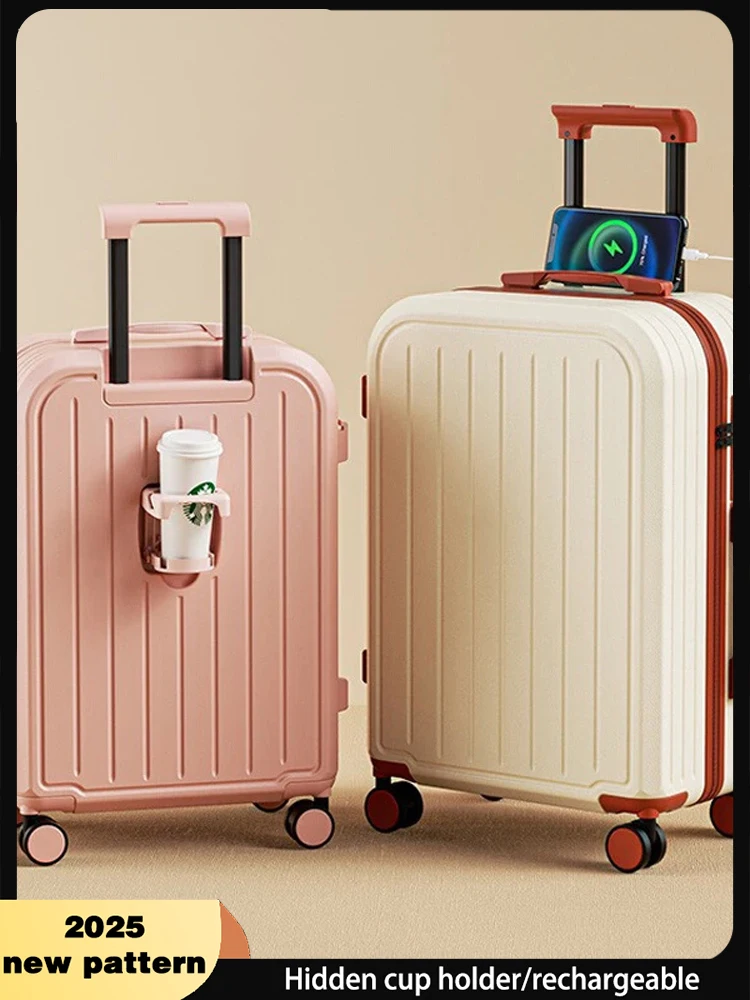 valise d'habitacle compacte pour femme – bagage abs + pc 20/22/24/26/28 pouces avec 4 roulettes, rose/menthe/beige/noir/blanc