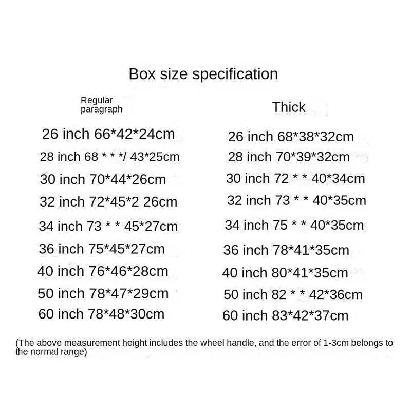 valise surdimensionnée 26/32/40/50/60 pouces, grand chiffre de bagages, valise de voyage abs + pc, boîtier de chariot, cadre en aluminium, fermeture éclair