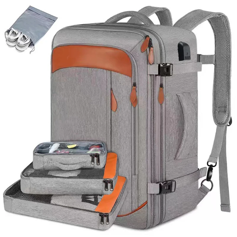 Grande valise extensible de voyage de grande capacité sacs à dos avec 4 Cubes d'emballage sac à dos de bagage résistant à l'eau Mochila