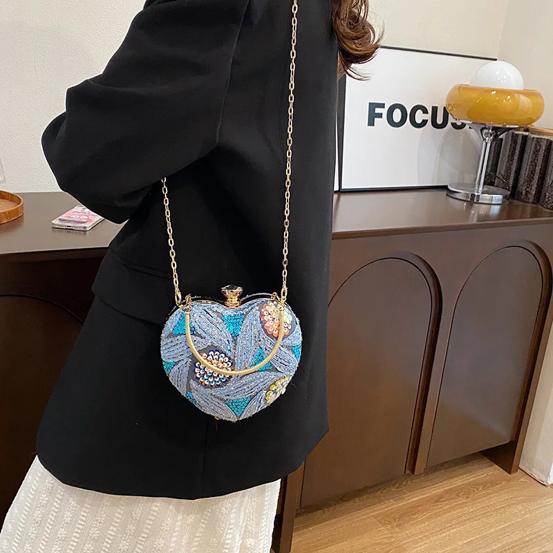 sac à main pour femmes2025new sac à bandoulière à paillettes de mode européenne et américaine sac de soirée rétro de célébrité d'internet
