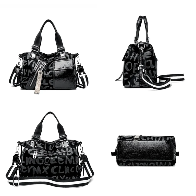 sacs à main de luxe en cuir noir pour femmes, sacoches à lettre de styliste, fourre tout de grande capacité pour dames, 2022