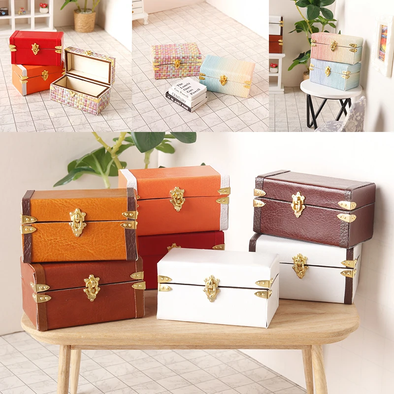 valise miniature pour maison de poupée 1:12, boîte à bagages en cuir vintage, boîte de rangement, modèle de maison, décoration, jouet, accessoires pour maison de poupée