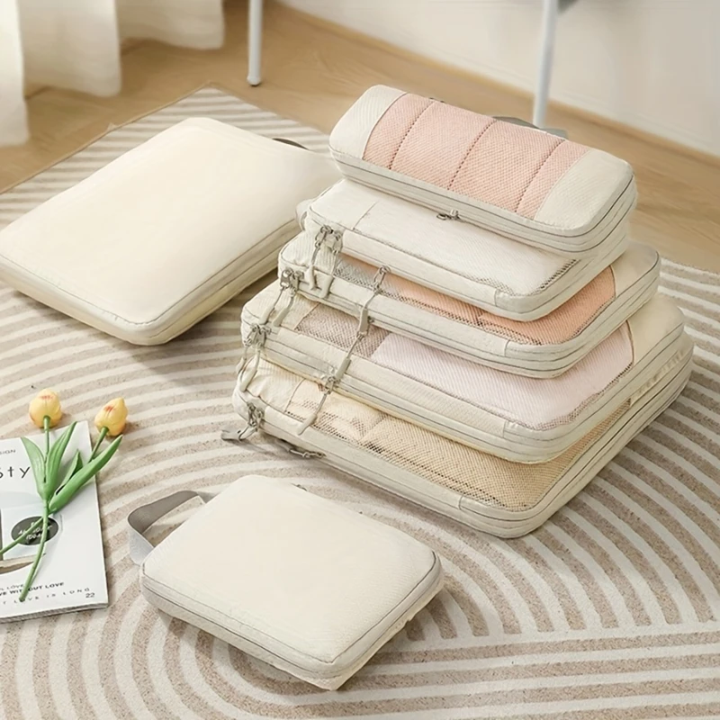 cubes d'emballage à compression pour valises, accessoires de voyage, organisateurs d'emballage extensibles, cubes d'organisation de voyage légers, 5 pièces