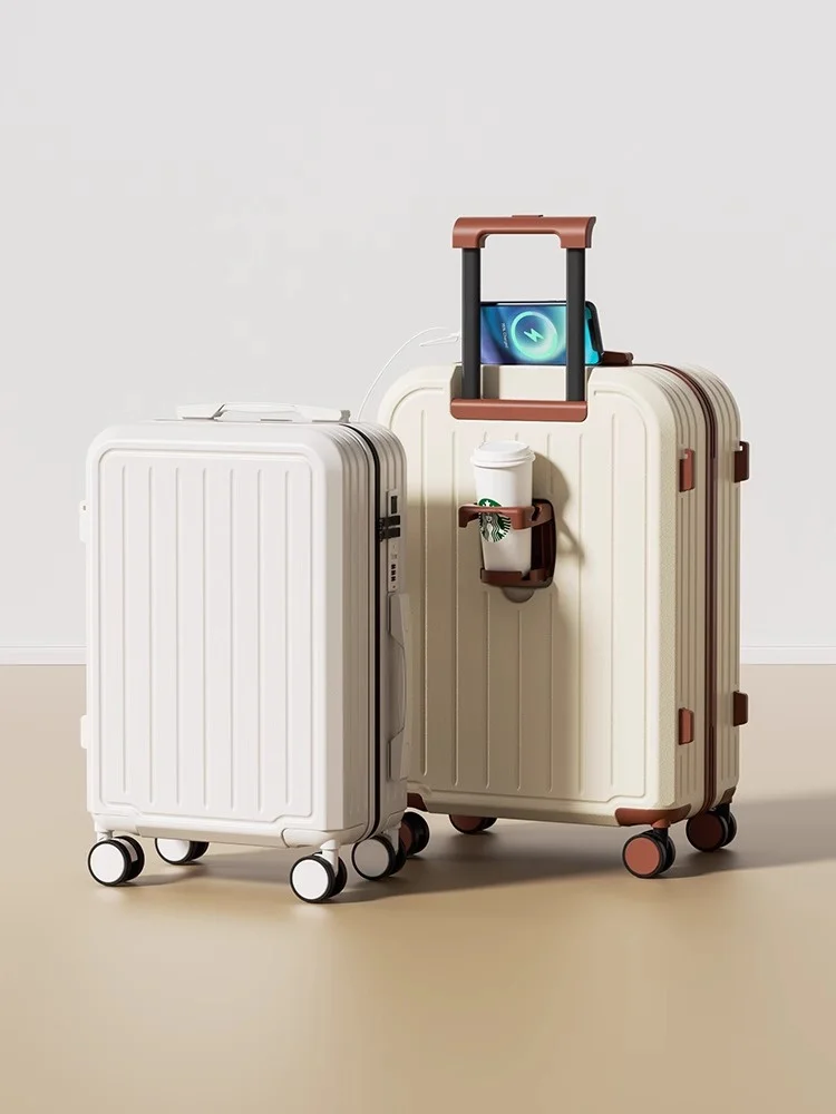 valise d'embarquement de 20 pouces de mode coréenne, bagage multifonction résistant aux rayures pour femmes et hommes avec 360 ° roues et serrure tsa